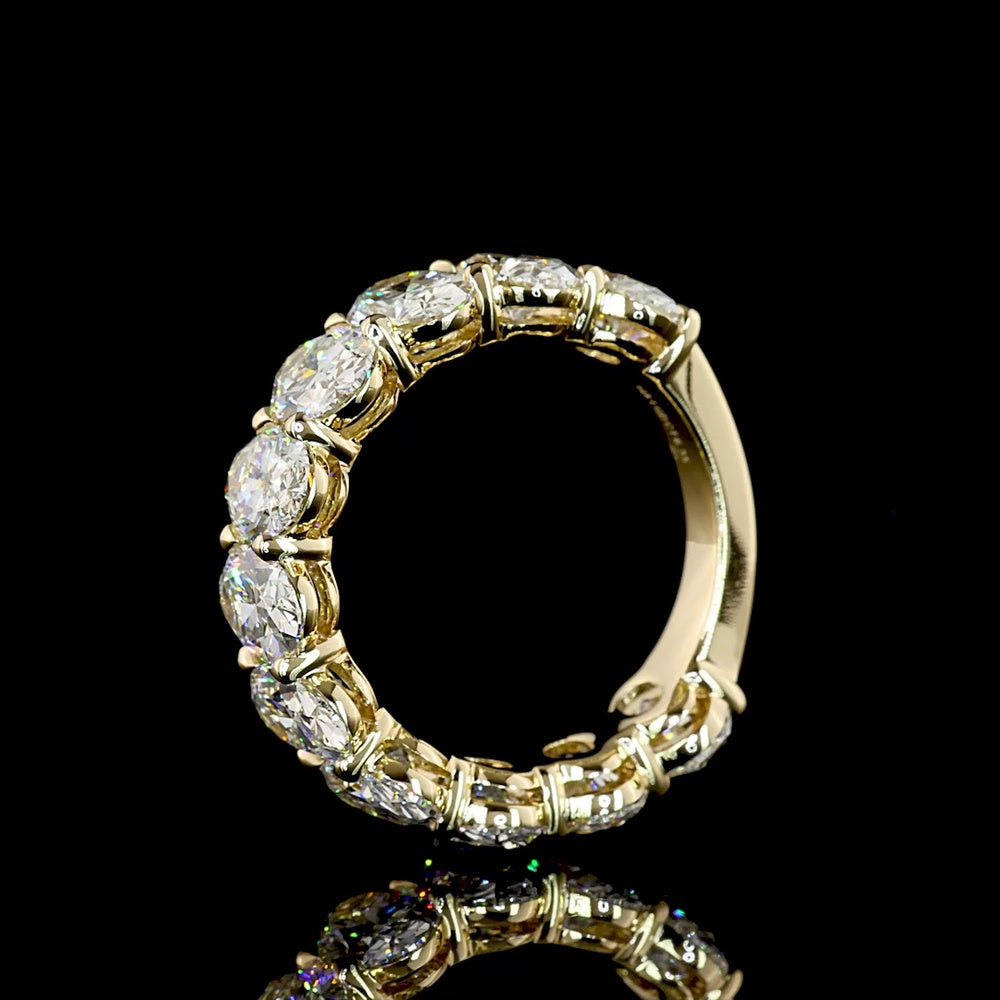 14K Yellow Gold 3/4 Eternity Band with North-South Oval Cut Lab Diamonds (E-F VVS2) - 6.35 Total Carat Weight - Covaloro Fine Jewelry