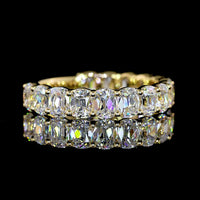 14K Yellow Gold 3/4 Eternity Band with North-South Prong Set Antique Cushion Cut Lab Diamonds - 3.20 Carat Total Weight - Covaloro Fine Jewelry