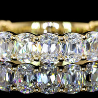 14K Yellow Gold 3/4 Eternity Band with North-South Prong Set Antique Cushion Cut Lab Diamonds - 3.20 Carat Total Weight - Covaloro Fine Jewelry