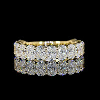 14K Yellow Gold 3/4 Eternity Band with North-South Prong Set Cushion Brilliant Cut Lab Diamonds - 3.09 Carat Total Weight - Covaloro Fine Jewelry