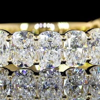 14K Yellow Gold 3/4 Eternity Band with North-South Prong Set Cushion Brilliant Cut Lab Diamonds - 3.09 Carat Total Weight - Covaloro Fine Jewelry