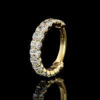 14K Yellow Gold 3/4 Eternity Band with North-South Prong Set Cushion Brilliant Cut Lab Diamonds - 3.09 Carat Total Weight - Covaloro Fine Jewelry