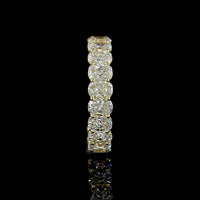 14K Yellow Gold 3/4 Eternity Band with North-South Prong Set Cushion Brilliant Cut Lab Diamonds - 3.09 Carat Total Weight - Covaloro Fine Jewelry