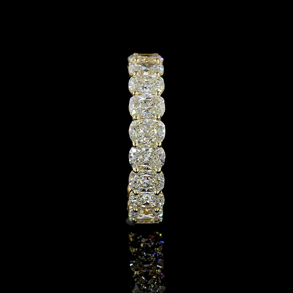 14K Yellow Gold 3/4 Eternity Band with North-South Prong Set Cushion Brilliant Cut Lab Diamonds - 3.09 Carat Total Weight - Covaloro Fine Jewelry