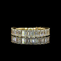14K Yellow Gold 3/4 Eternity Band with North-South Prong Set Emerald Cut Lab Diamonds - 2.31 Carat Total Weight (19 Stones, E-F Color, VS2 Clarity) - Covaloro Fine Jewelry