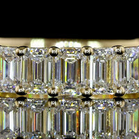 14K Yellow Gold 3/4 Eternity Band with North-South Prong Set Emerald Cut Lab Diamonds - 2.31 Carat Total Weight (19 Stones, E-F Color, VS2 Clarity) - Covaloro Fine Jewelry