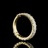 14K Yellow Gold 3/4 Eternity Band with North-South Prong Set Emerald Cut Lab Diamonds - 2.31 Carat Total Weight (19 Stones, E-F Color, VS2 Clarity) - Covaloro Fine Jewelry