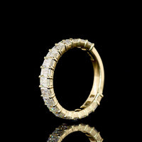 14K Yellow Gold 3/4 Eternity Band with North-South Prong Set Emerald Cut Lab Diamonds - 2.31 Carat Total Weight (19 Stones, E-F Color, VS2 Clarity) - Covaloro Fine Jewelry