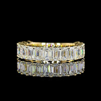 14K Yellow Gold 3/4 Eternity Band with North-South Prong Set Emerald Cut Lab Diamonds - 3.10 Total Carat Weight - Covaloro Fine Jewelry