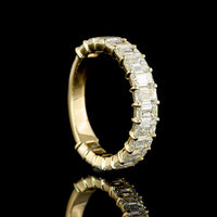 14K Yellow Gold 3/4 Eternity Band with North-South Prong Set Emerald Cut Lab Diamonds - 3.10 Total Carat Weight - Covaloro Fine Jewelry