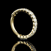 14K Yellow Gold 3/4 Eternity Band with North-South Prong Set Oval Cut Lab Diamonds - 17 Stones, 1.69 Carats Total Diamond Weight, E-F Color VS Clarity - Covaloro Fine Jewelry