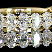 14K Yellow Gold 3/4 Eternity Band with North-South Prong Set Oval Cut Lab Diamonds - 17 Stones, 1.69 Carats Total Diamond Weight, E-F Color VS Clarity - Covaloro Fine Jewelry