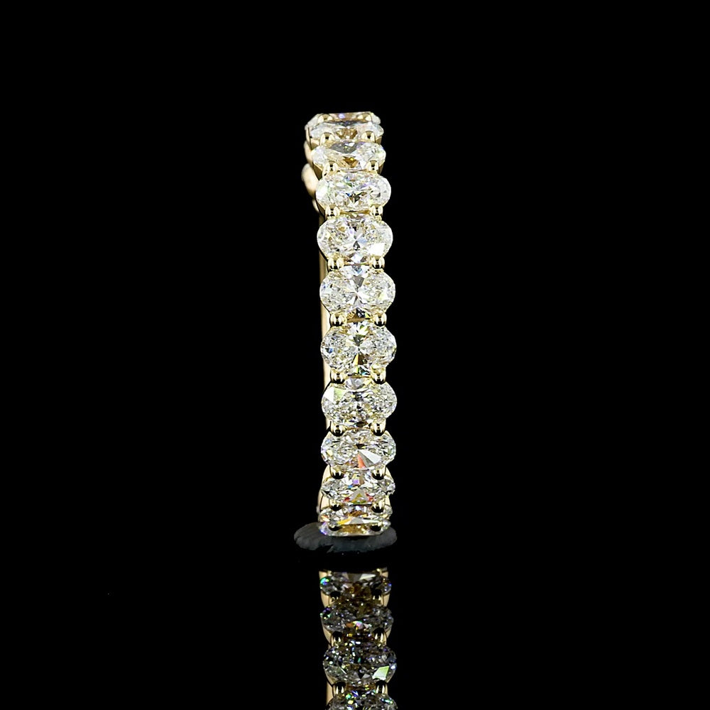 14K Yellow Gold 3/4 Eternity Band with North-South Prong Set Oval Cut Lab Diamonds - 17 Stones, 1.69 Carats Total Diamond Weight, E-F Color VS Clarity - Covaloro Fine Jewelry