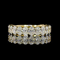 14K Yellow Gold 3/4 Eternity Band with North-South Prong Set Oval Cut Lab Diamonds - 2.02 Carat Total Weight, E-F Color VS Clarity - Covaloro Fine Jewelry