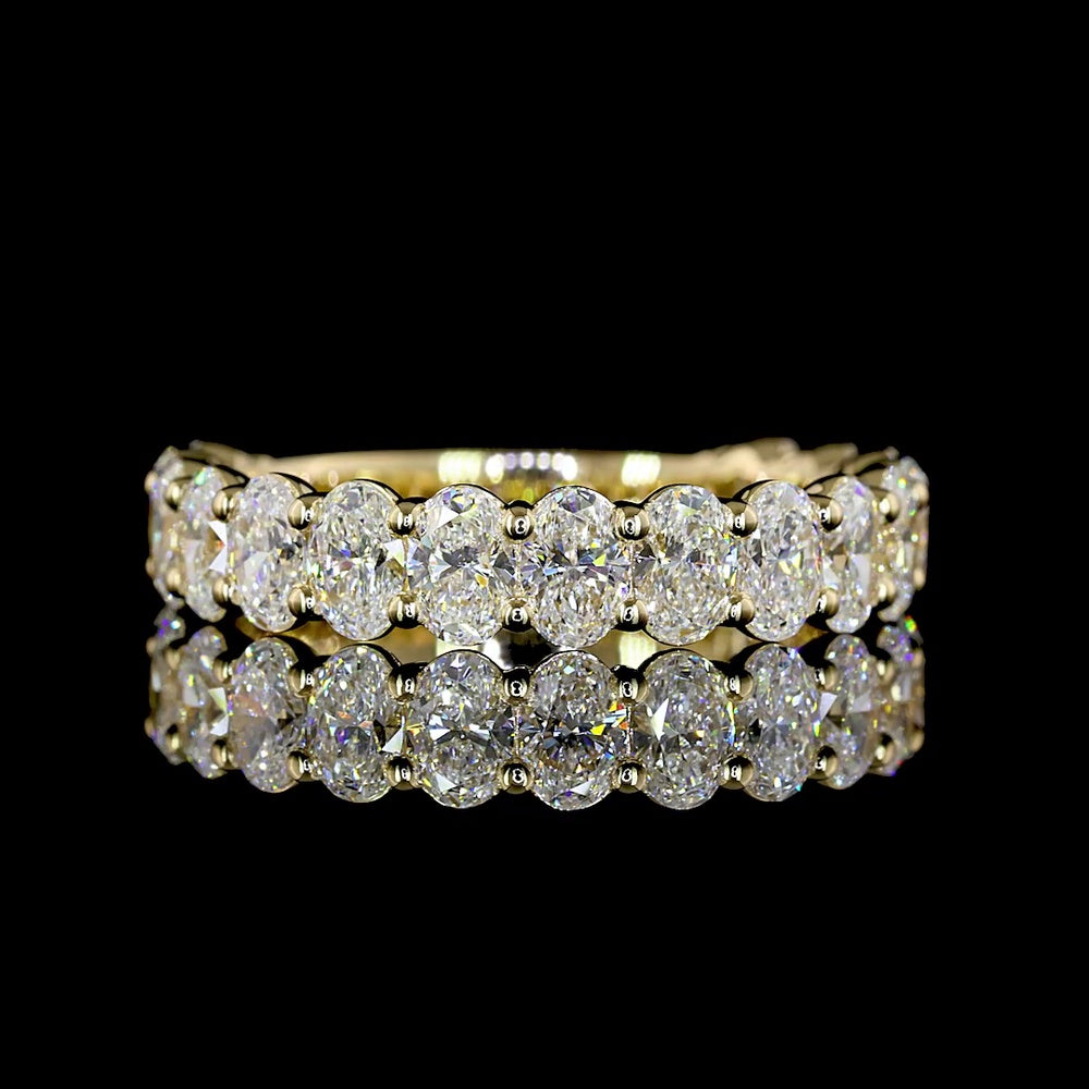 14K Yellow Gold 3/4 Eternity Band with North-South Prong Set Oval Cut Lab Diamonds - 2.02 Carat Total Weight, E-F Color VS Clarity - Covaloro Fine Jewelry