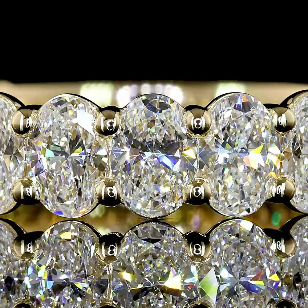 14K Yellow Gold 3/4 Eternity Band with North-South Prong Set Oval Cut Lab Diamonds - 2.02 Carat Total Weight, E-F Color VS Clarity - Covaloro Fine Jewelry