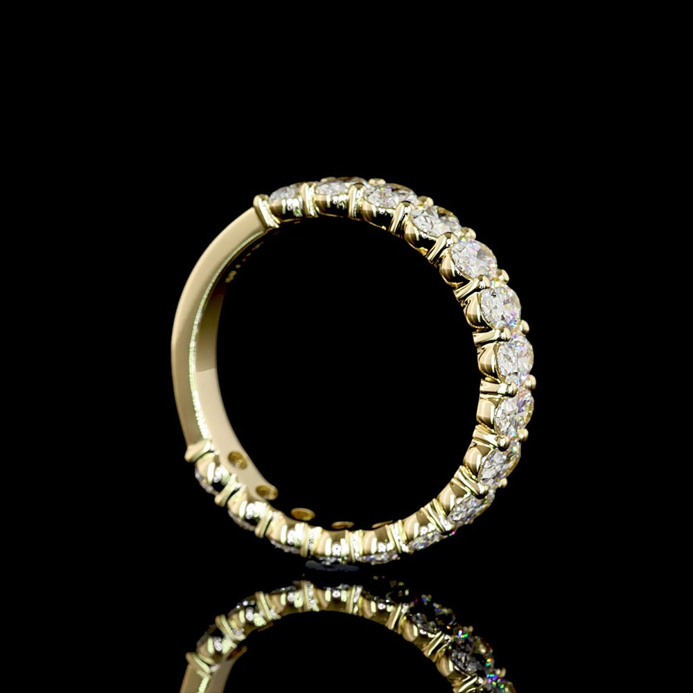 14K Yellow Gold 3/4 Eternity Band with North-South Prong Set Oval Cut Lab Diamonds - 2.02 Carat Total Weight, E-F Color VS Clarity - Covaloro Fine Jewelry