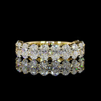 14K Yellow Gold 3/4 Eternity Band with North-South Prong Set Oval Cut Lab Diamonds - 2.60 Carat Total Diamond Weight - Covaloro Fine Jewelry