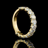 14K Yellow Gold 3/4 Eternity Band with North-South Prong Set Oval Cut Lab Diamonds - 2.60 Carat Total Diamond Weight - Covaloro Fine Jewelry