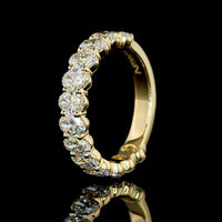 14K Yellow Gold 3/4 Eternity Band with North-South Prong Set Oval Cut Lab Diamonds - 2.60 Carat Total Diamond Weight - Covaloro Fine Jewelry