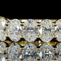 14K Yellow Gold 3/4 Eternity Band with North-South Prong Set Oval Lab Diamonds - 2.94 Carat Total Weight, E-F Color, VS Clarity - Covaloro Fine Jewelry