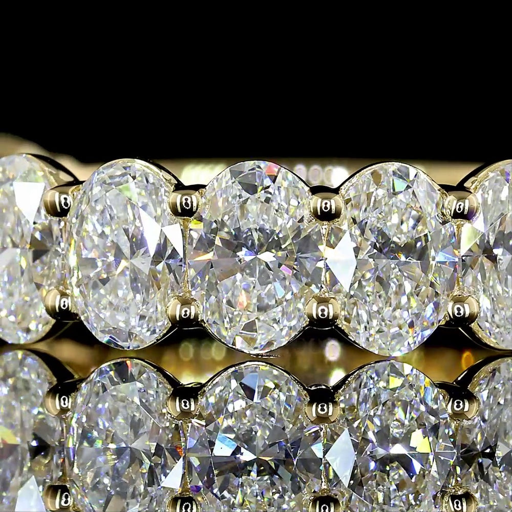 14K Yellow Gold 3/4 Eternity Band with North-South Prong Set Oval Lab Diamonds - 2.94 Carat Total Weight, E-F Color, VS Clarity - Covaloro Fine Jewelry