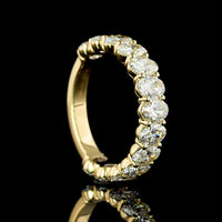 14K Yellow Gold 3/4 Eternity Band with North-South Prong Set Oval Lab Diamonds - 2.94 Carat Total Weight, E-F Color, VS Clarity - Covaloro Fine Jewelry