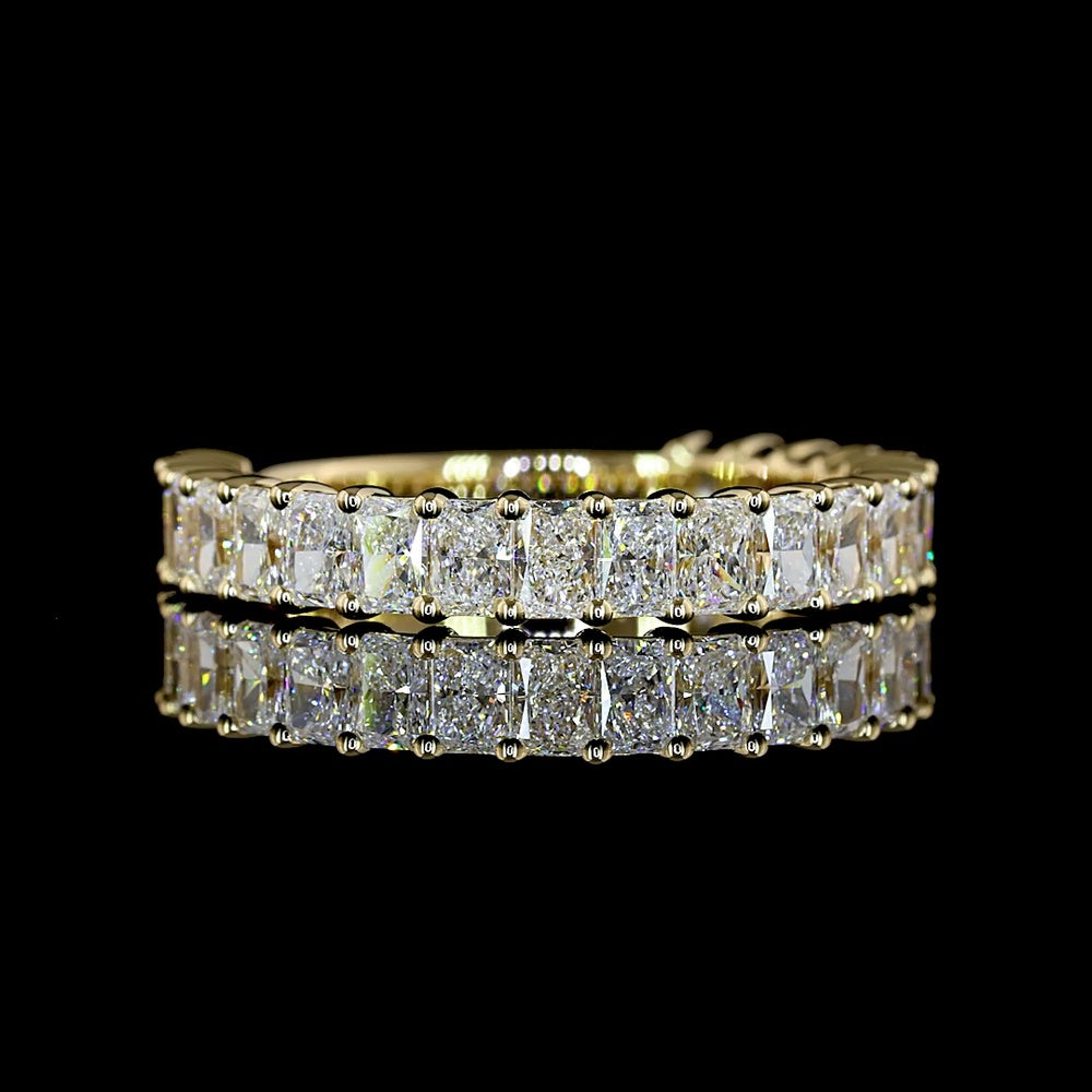 14K Yellow Gold 3/4 Eternity Band with North-South Prong Set Radiant Cut Lab Diamonds - 1.60 Carat Total Diamond Weight - Covaloro Fine Jewelry