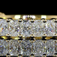 14K Yellow Gold 3/4 Eternity Band with North-South Prong Set Radiant Cut Lab Diamonds - 1.60 Carat Total Diamond Weight - Covaloro Fine Jewelry