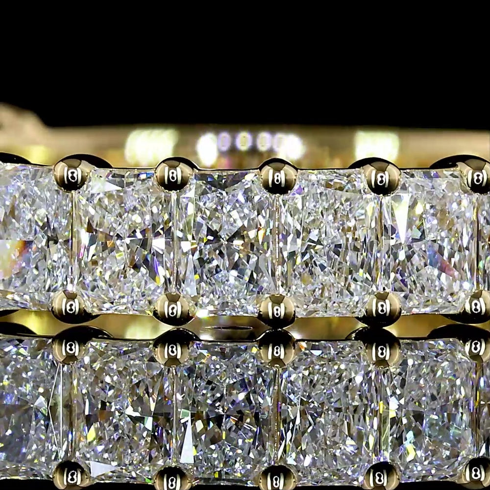 14K Yellow Gold 3/4 Eternity Band with North-South Prong Set Radiant Cut Lab Diamonds - 1.60 Carat Total Diamond Weight - Covaloro Fine Jewelry