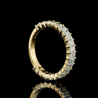 14K Yellow Gold 3/4 Eternity Band with North-South Prong Set Radiant Cut Lab Diamonds - 1.60 Carat Total Diamond Weight - Covaloro Fine Jewelry