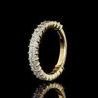 14K Yellow Gold 3/4 Eternity Band with North-South Prong Set Radiant Cut Lab Diamonds - 1.60 Carat Total Diamond Weight - Covaloro Fine Jewelry