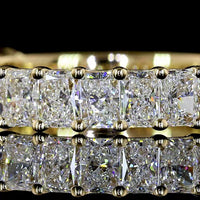 14K Yellow Gold 3/4 Eternity Band with North-South Prong Set Radiant Cut Lab Diamonds - 1.80 Carat Total Weight - Covaloro Fine Jewelry