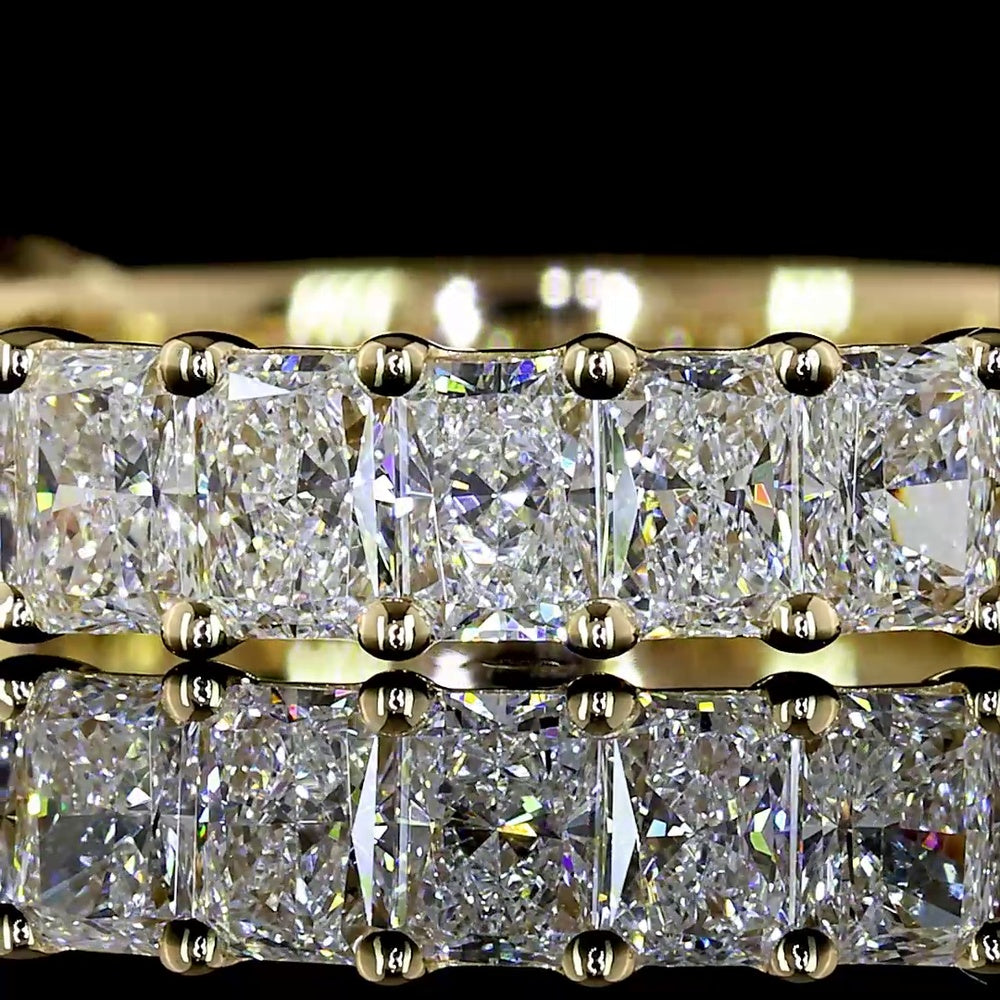 14K Yellow Gold 3/4 Eternity Band with North-South Prong Set Radiant Cut Lab Diamonds - 1.80 Carat Total Weight - Covaloro Fine Jewelry
