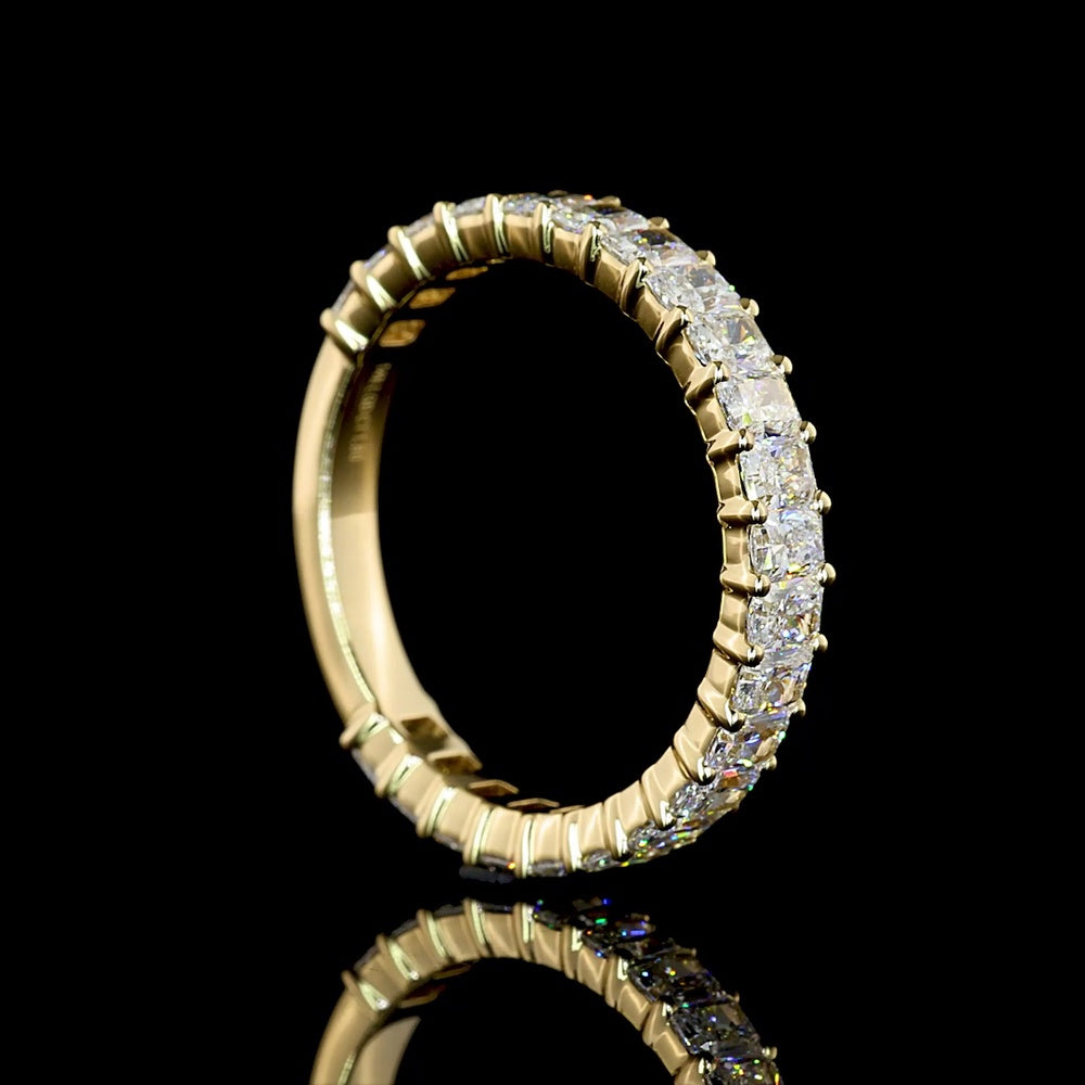 14K Yellow Gold 3/4 Eternity Band with North-South Prong Set Radiant Cut Lab Diamonds - 1.80 Carat Total Weight - Covaloro Fine Jewelry