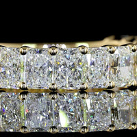 14K Yellow Gold 3/4 Eternity Band with North-South Prong Set Radiant Cut Lab Diamonds - 2.99 Carats Total Diamond Weight - Covaloro Fine Jewelry