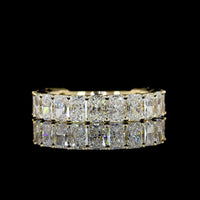 14K Yellow Gold 3/4 Eternity Band with North-South Prong Set Radiant Cut Lab Diamonds - 3.21 Carat Total Weight, E-F Color, VS1 Clarity - Covaloro Fine Jewelry