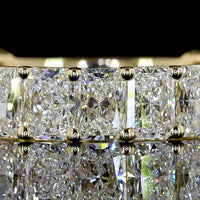 14K Yellow Gold 3/4 Eternity Band with North-South Prong Set Radiant Cut Lab Diamonds - 3.21 Carat Total Weight, E-F Color, VS1 Clarity - Covaloro Fine Jewelry