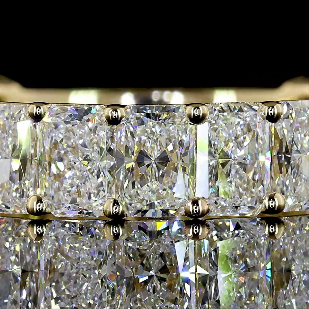 14K Yellow Gold 3/4 Eternity Band with North-South Prong Set Radiant Cut Lab Diamonds - 3.21 Carat Total Weight, E-F Color, VS1 Clarity - Covaloro Fine Jewelry