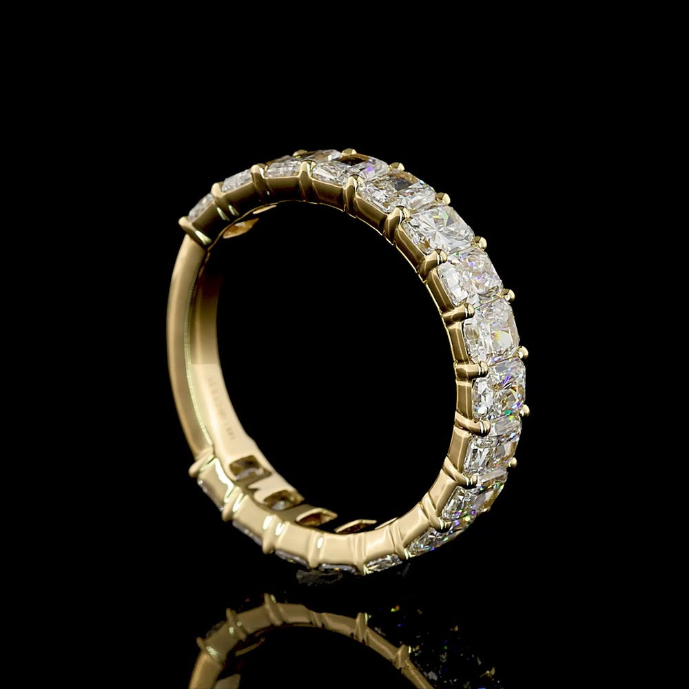 14K Yellow Gold 3/4 Eternity Band with North-South Prong Set Radiant Cut Lab Diamonds - 3.21 Carat Total Weight, E-F Color, VS1 Clarity - Covaloro Fine Jewelry