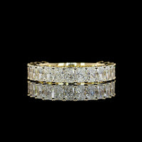 14K Yellow Gold 3/4 Eternity Band with North-South Prong Set Radiant Cut Natural Diamonds - 2.08 Carat Total Diamond Weight - Covaloro Fine Jewelry