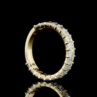 14K Yellow Gold 3/4 Eternity Band with North-South Prong Set Radiant Cut Natural Diamonds - 2.08 Carat Total Diamond Weight - Covaloro Fine Jewelry