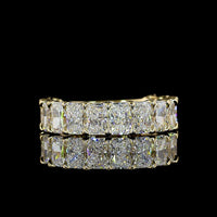 14K Yellow Gold 3/4 Eternity Band with North-South Radiant Cut Lab Diamonds - 3.59 Total Carat Weight, E-F Color VS1 Clarity - Covaloro Fine Jewelry