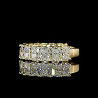 14K Yellow Gold 3/4 Eternity Band with North-South Radiant Cut Lab Diamonds - 3.59 Total Carat Weight, E-F Color VS1 Clarity - Covaloro Fine Jewelry