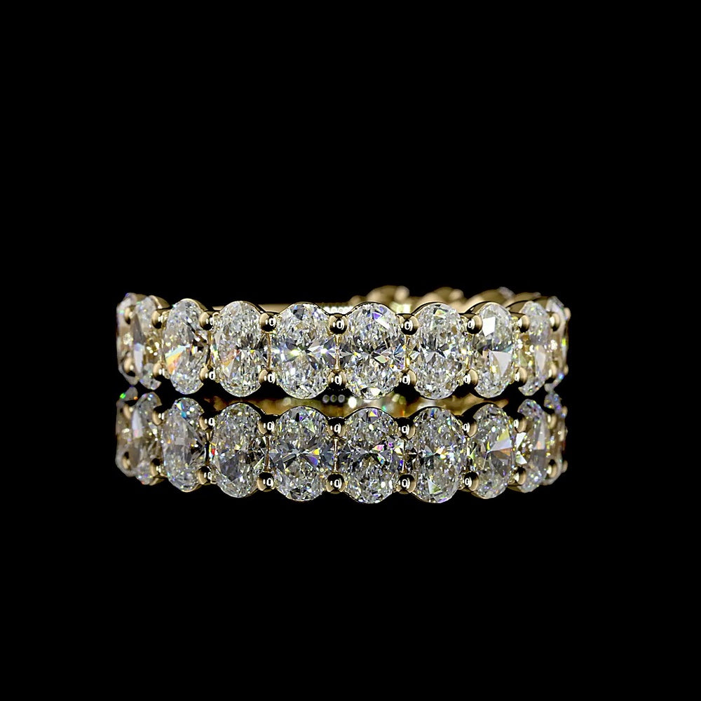 14K Yellow Gold 3/4 Eternity Band with North-South Set Oval Cut Lab Diamonds - 2.20 Carats Total Diamond Weight - Covaloro Fine Jewelry