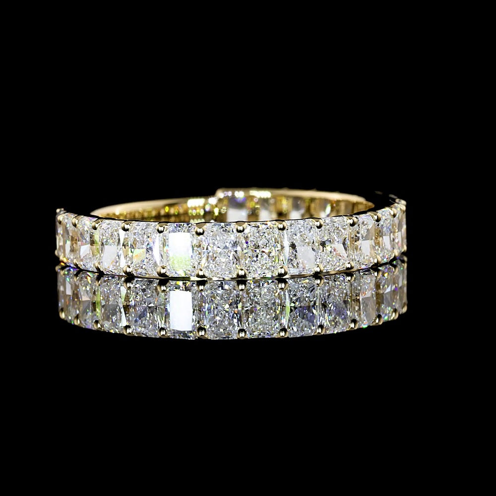 14K Yellow Gold 3/4 Eternity Band with North-South Set Radiant Cut Lab Diamonds - 1.76 Carats Total Diamond Weight - Covaloro Fine Jewelry