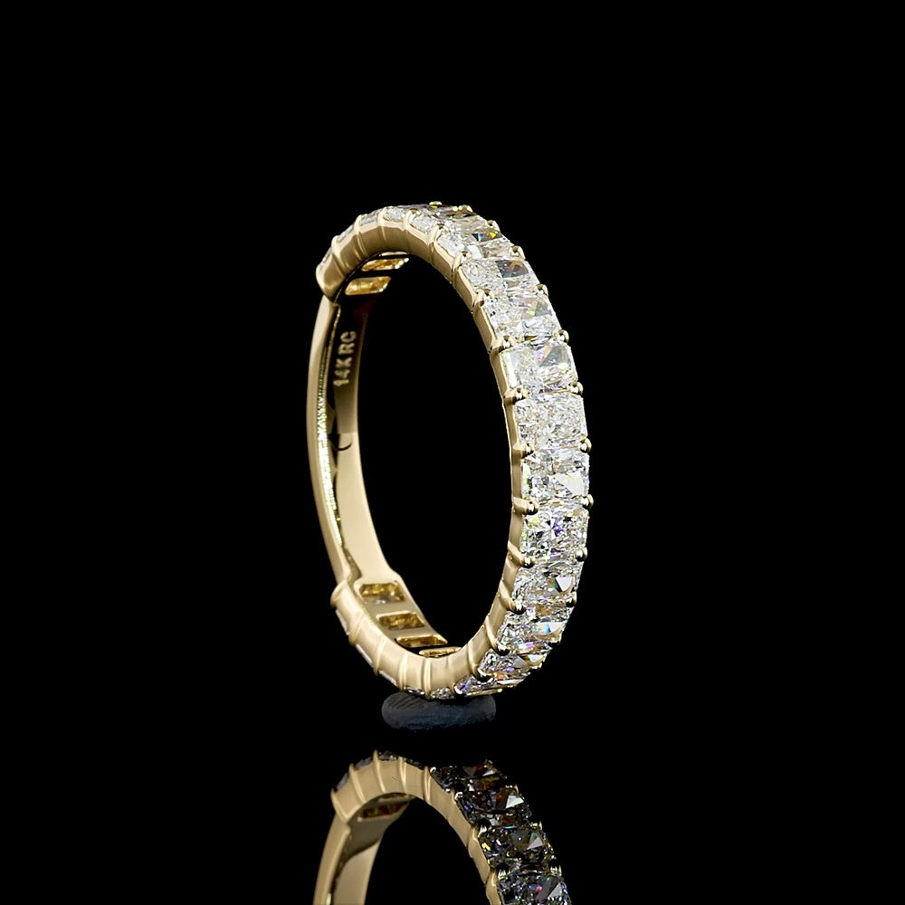 14K Yellow Gold 3/4 Eternity Band with North-South Set Radiant Cut Lab Diamonds - 1.76 Carats Total Diamond Weight - Covaloro Fine Jewelry