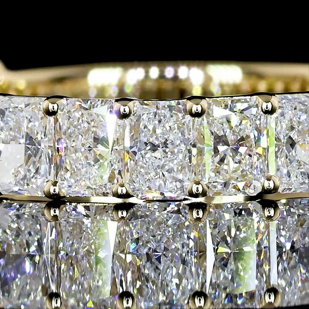 14K Yellow Gold 3/4 Eternity Band with North-South Set Radiant Cut Lab Diamonds - 1.76 Carats Total Diamond Weight - Covaloro Fine Jewelry