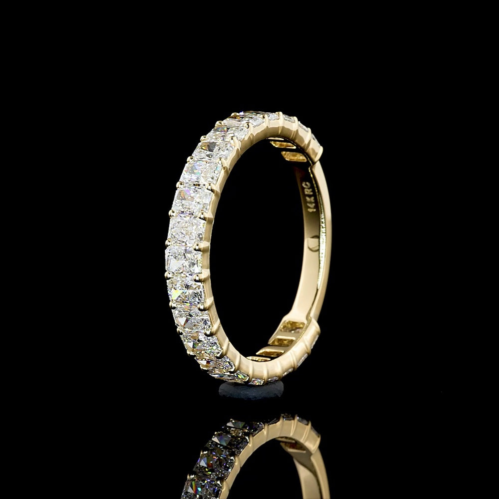 14K Yellow Gold 3/4 Eternity Band with North-South Set Radiant Cut Lab Diamonds - 1.76 Carats Total Diamond Weight - Covaloro Fine Jewelry