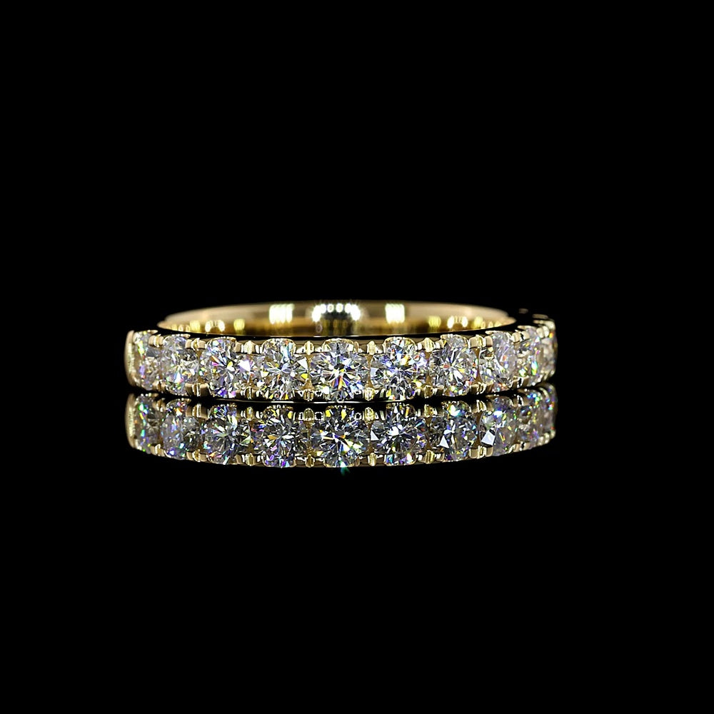 14K Yellow Gold 3/4 Eternity Band with Pavé Micro Set Round Lab Diamonds - 0.97 Carats Total Diamond Weight - Covaloro Fine Jewelry